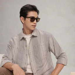WROGN Drop-Shoulder Sleeves Oversized Striped Knitted Casual Shirt-image-57