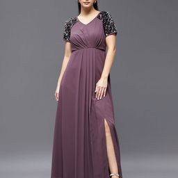 Miss Chase Mauve Embellished Raglan Sleeves Sequinned Detail Maxi Dress-picture-22