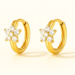 ZAISHA 18KT Gold-Plated Stainless Steel Stone Studded Floral Studs-30
