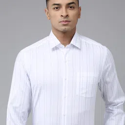 Arrow Pure Cotton Manhattan Slim Fit Striped Textured Formal Shirt-picture-34