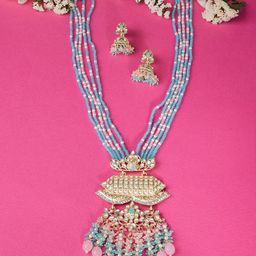 Zaveri Pearls Gold-Plated Stone-Studded & Pearl Beaded Jewellery Set-image-14