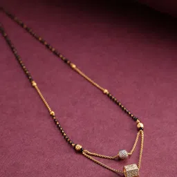 Priyaasi Black Gold-Plated AD-Studded & Beaded Layered Mangalsutra-29