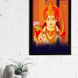 eCraftIndia Orange & Blue Lord Ram Satin Matt Textured UV Wall Art-image-59