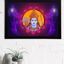 eCraftIndia Purple & Blue Lord Ram Satin Matt Textured UV Wall Art-image-81