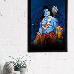 eCraftIndia Blue & Orange Lord Ram Satin Matt Textured UV Wall Art-image-95