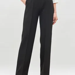SALT ATTIRE Women Straight Fit High-Rise Wrinkle Free Parallel Trousers-image-77