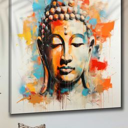 Myntra Elegant Homes Beige & Blue Buddha Canvas Religious Wall Art-image-102