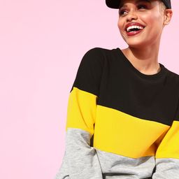 Athena Women Black Colourblocked Sweatshirt-image-74