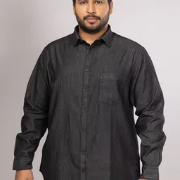 Sizeupp Men Plus Size Collared Neck Regular Fit Solid Casual Shirt-image-60