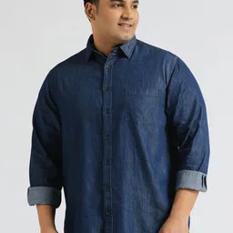 Sizeupp Men Plus Size Collared Neck Regular Fit Solid Casual Shirt-image-1