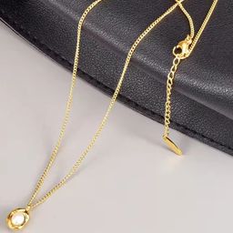 MANSIYAORANGE Gold Plated Stainless Steel Anti-Tarnish Pearl Studded Pendant With Chain-image-14