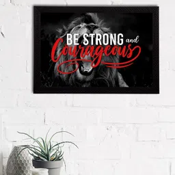 eCraftIndia Black & Red "Be Strong And Courageous" Motivational Quote Satin Matt Texture UV Art Painting-image-68