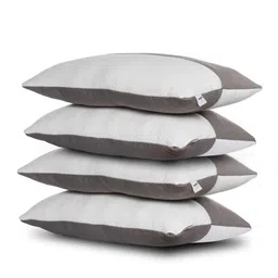 wakefit Set Of 4 White & Grey 300 GSM Hollow Fibre Sleep Pillows-11