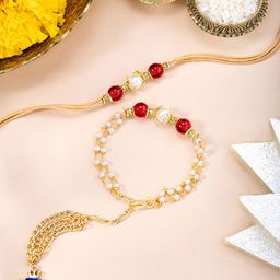 Peora 2-Pcs Rakhi & Lumba For Bhaiya & Bhabhi With Roli Chawal Greeting Card-image-16