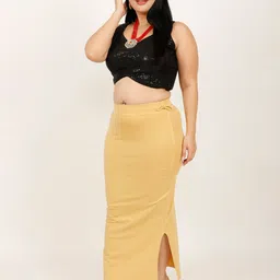 Hill Islands Extra Plus Size Pure Cotton Lycra Sweat Absorbent Ethnic Saree Shapewear-image-70