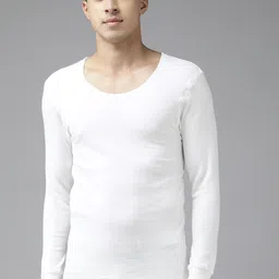 Van Heusen Men White Solid Antibacterial Low Neck Thermal Top-image-84