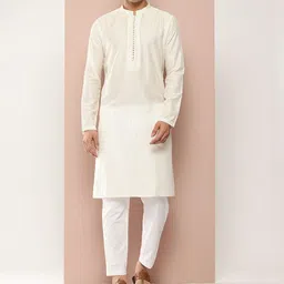 See Designs Men Embroidered Sequinned Chanderi Silk Kurta with Pyjamas-picture-24