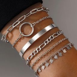 Jewels Galaxy Women 6 Silver-Toned Silver-Plated Link Bracelet-22