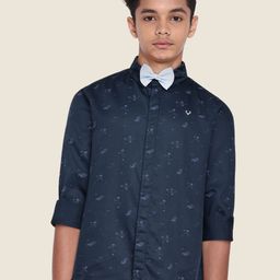 Allen Solly Junior Boys Navy Blue Printed Pure Cotton Casual Shirt-image-57