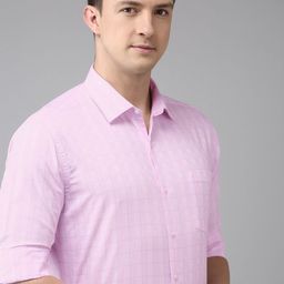 Arrow Men Pink Manhattan Slim Fit Checked Pure Cotton Formal Shirt-image-96
