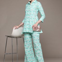 Readiprint Fashions Floral Printed Pure Cotton Tunic & Palazzos-image-61