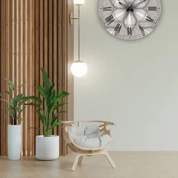 OLIVE TREE Grey Printed Wooden Round Shaped Contemporary Wall Clock-7