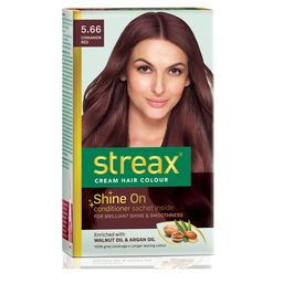 Streax 100% Grey Coverage & No Ammonia Cream Hair Colour 140ml - Cinnamon Red 5.66-46