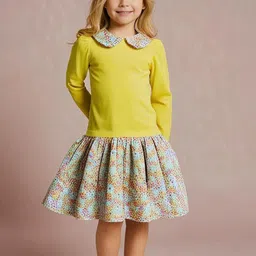 Cherry Crumble Girls Floral Printed Peter Pan Collar Fit & Flare Dress-image-36