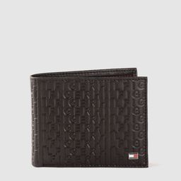 Tommy Hilfiger Men Brown Typography Textured Leather Two Fold Wallet-image-42