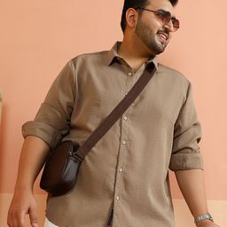 Instafab Plus Men Plus Size Comfort Fit Textured Spread Collar Casual Shirt-image-23