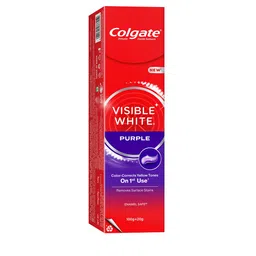 Colgate Visible White Purple Toothpaste - Color-Corrects Yellow Tones - 100g+20g-24