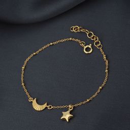 Carlton London 18kt Gold Plated with Moon & Star Charm Bracelet-image-74