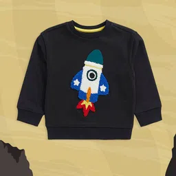 mothercare Infant Boys Black Conversational Self Design Applique Pure Cotton Sweatshirt-picture-20