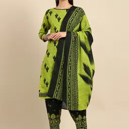 Rajnandini Green & Black Printed Unstitched Dress Material-picture-36