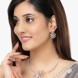 Yellow Chimes Gold-Plated White AD-Studded Handcrafted Jewellery Set-picture-12