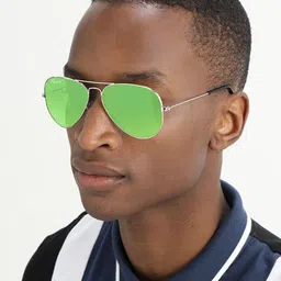 RESIST EYEWEAR Unisex Green Lens & Silver-Toned Aviator Sunglasses with UV Protected Lens-5