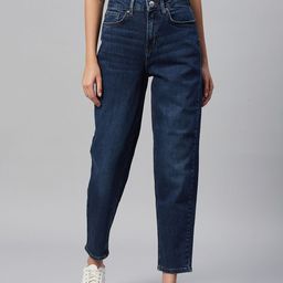 Marks & Spencer Women Navy Blue Mom Fit Light Fade Stretchable Jeans-38