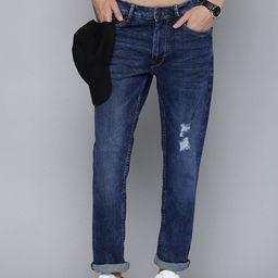 HERE&NOW Men Slim Fit Mildly Distressed Heavy Fade Stretchable Jeans-image-91