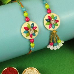 TIED RIBBONS Multicoloured Rakhi with Card Roli Chawal & Potli Bag Gift Set-image-58