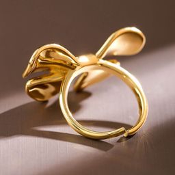 Rubans Voguish 18K Gold Plated Bow Design Openable Adjustable Statement Ring image 3