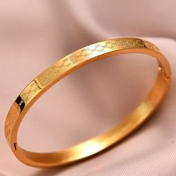 MYKI Women Gold-Toned Cubic Zirconia Gold-Plated Kada Bracelet-image-76