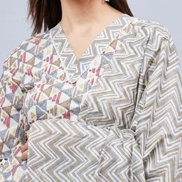 WineRed Geometric Printed Regular Pure Cotton Kurta With Salwar & Dupatta image 2