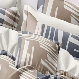 Cortina Grey & Brown Printed 144 TC Queen Bedsheet with 2 Pillow Covers image 5