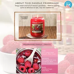 YANKEE CANDLE Red Classic Medium Jar Raspberry Scented Candle image 4