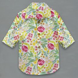 A T U N Boys White Classic Floral Printed Pure Cotton Casual Shirt-20
