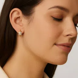 ZAISHA 18KT Gold-Plated Stainless Steel Stone Studded Floral Studs image 5