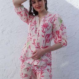 Boho By Athena Floral printed V-Neck Puff Sleeves Shirt Style Top-9