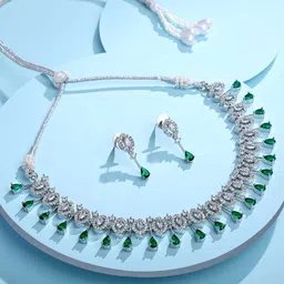 ASMITTA JEWELLERY Silver-Plated Cubic Zirconia-Studded Necklace & Earrings-43