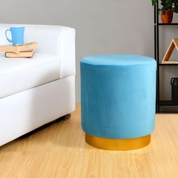 Shadowkart Blue Wooden Round Ottomans-image-37