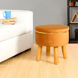 Shadowkart Yellow Wooden Pouffes Sitting Mudda Ottomans-image-74